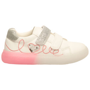 Χαμηλά αθλητικά παπούτσια με scratch και κέντημα και παγιέτες για κορίτσι 