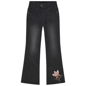 Τζιν τρουμπέτα με κέντημα λουλούδι για κορίτσι 