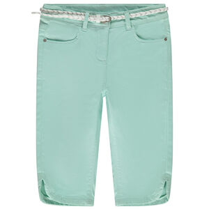 Παντελόνι pantacourt μονόχρωμο με πλεκτή ζώνη για κορίτσι 