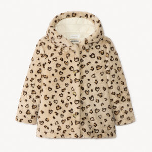 Manteau en fausse-fourrure léopard avec capuche pour fille   Main Manteau en fausse-fourrure léopard avec capuche pour fille