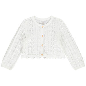 Ζακέτα κοντή από πλεκτό με σχέδιο αζούρ για bebe κορίτσι 