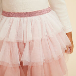 Robe effet 2 en 1 avec jupon en tulle pour bébé fille 