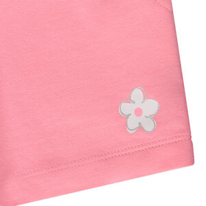 Σορτς μονόχρωμο σε molleton με σχέδιο λουλούδι για κορίτσι 