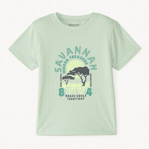 T-shirt à manches courtes uni avec impression et broderie estivale fantaisie pour garçon 