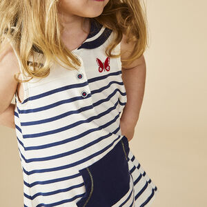 Φόρεμα αμάνικο με ρίγες και γιακά ναυτικό για bebe κορίτσι 