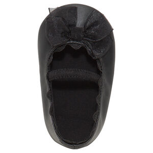 Μαύρα μαλακά παπουτσάκια με λάστιχο και φιόγκο από τούλι 