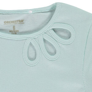 Κοντομάνικο μπλουζάκι côtelé και ajouré για κορίτσι 