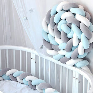 Πάντα Πλεξούδα Βελουτέ Γαλάζιο Λευκό Γκρί 2.10m ABO 