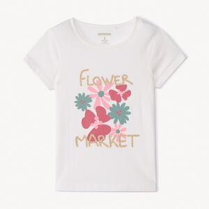 T-shirt με κοντά μανίκια και λαμπερό print για κορίτσι 