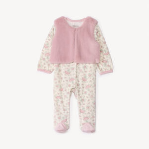 Dors-bien imprimé fleuri + gilet pour bébé fille avec ouvertures différentes selon l'âge  Main Dors-bien imprimé fleuri + gilet pour bébé fille avec ouvertures différentes selon l'âge