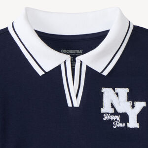 T-shirt κοριτσιών με μακριά μανίκια, στυλ πόλο, με πατς "ΝΥ". 