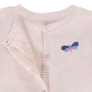 Ζακέτα πλεκτή garter stitch με broderie libellule για bebe κορίτσι 