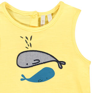 Σετ 2 κομμάτια αμάνικο μπλουζάκι και βερμούδα με σχέδιο φάλαινα για bebe αγόρι 