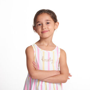 Αμάνικο φόρεμα με ρίγες και σχέδιο glitter για κορίτσι 