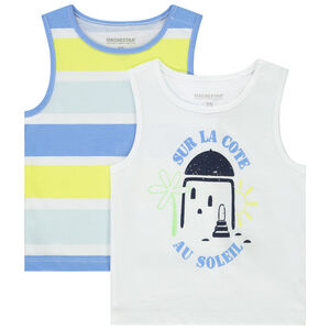 Σετ από 2 αμάνικα μπλουζάκια φαντεζί από jersey slub για μωρό αγόρι 
