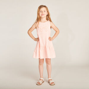 Φόρεμα αμάνικο καρό με κεντημένο φιόγκο για κορίτσι 