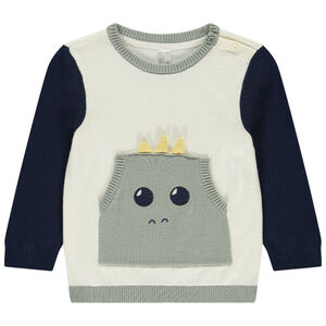 Πουλόβερ πλεκτό με παιχνιδιάρικο σχέδιο color block για bebe αγόρι 