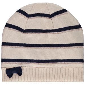 Καπέλο με ρίγες και φανταστικό φιόγκο για κορίτσι 