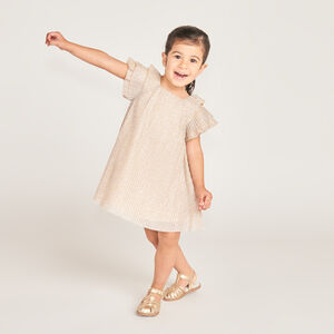 Φόρεμα κοντομάνικο με παγέτες πεταλούδας για κορίτσι μωρό 