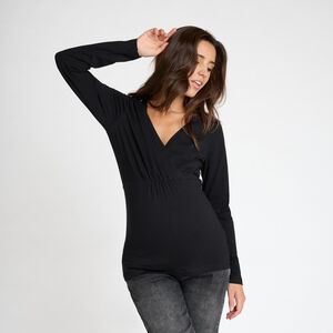 T-shirt μακρυμάνικο εγκυμοσύνης και θηλασμού με σταυρωτό λαιμό. 