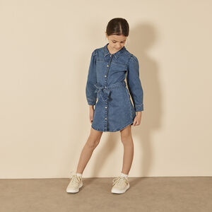 Φόρεμα effet jean με αφαιρούμενη ζώνη για κορίτσι 