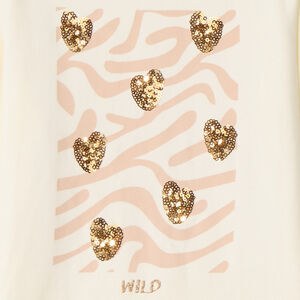 Μπλούζα με μακριά μανίκια από jersey με sequins φαντασίας για κορίτσι 