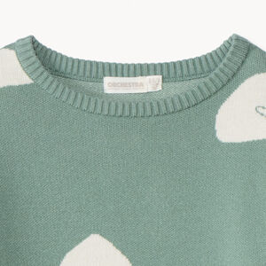 Pull manches longues semi-oversize motif nœud pour fille 