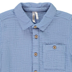 Πουκάμισο μακρυμάνικο σε υφασμάτινο τυπώμα για μωρό αγόρι 