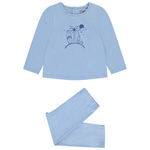 Σετ πιτζάμα από jersey μονόχρωμο με φαντεζί σχέδιο για bebe αγόρι 