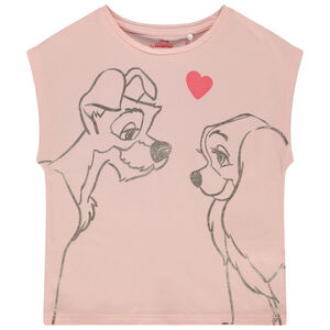 T-shirt manches courtes forme boîte La Belle et le Clochard Disney pour fille 