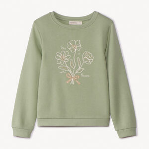 Φούτερ molleton μονόχρωμο με φαντεζί σχέδιο και glitter για κορίτσι 