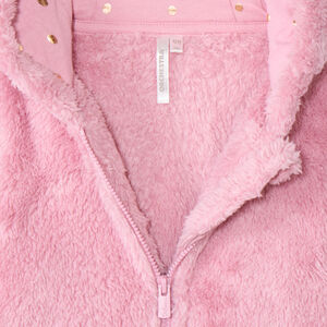 Ζακέτα polaire sherpa μονόχρωμη με κουκούλα για μωρό κορίτσι 