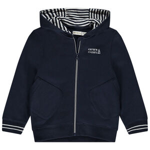 Ζακέτα με κουκούλα molleton με λεπτομέρειες ριγέ για αγόρι 