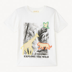 T-shirt με κοντά μανίκια με φωτογραφική εκτύπωση θεματολογίας ζούγκλας για αγόρια 