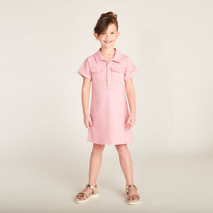 Φόρεμα πουκάμισο με κοντά μανίκια από μονόχρωμο τζιν για κορίτσι 