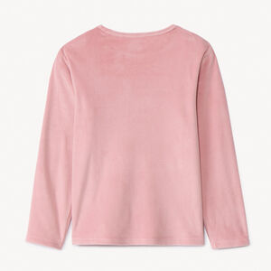 Σετ πιτζάμας 2 τεμαχίων μονόχρωμο ροζ από micropolaire για κορίτσι 