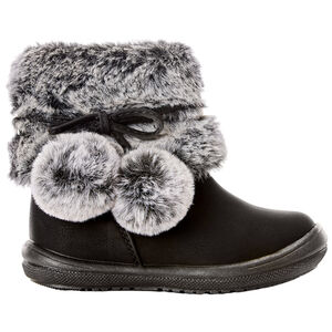 Μποτάκια μαύρα με γιακά effet συνθετική γούνα για bebe κορίτσι 