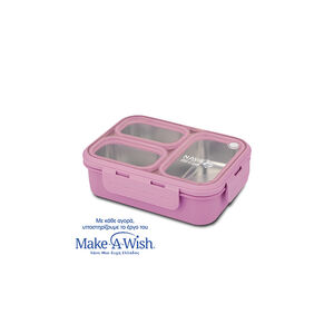 Δοχείο Φαγητού Bento Ανοξείδωτο Ορθογώνιο "We Care" Λιλά 800ml 