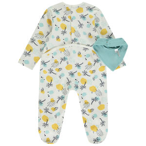 Φορμάκι effet côtelé με φαντεζί σχέδιο + σαλιάρα για bebe αγόρι με διαφορετικά ανοίγματα ανάλογα με την ηλικία 