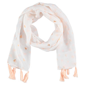 Εμπριμέ φουλάρι από βουάλ πολυεστέρα με φουντίτσες 