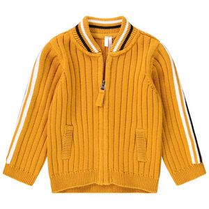 Gilet en tricot manches longues avec bandes contrastées pour bébé garçon 