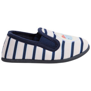 Πλεκτά παπουτσάκια με ρίγες και σχέδιο φάλαινας για μωρό αγόρι 