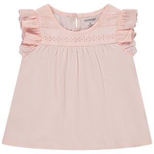 Κοντομάνικο μπλουζάκι με αγγλική δαντέλα για κορίτσι 