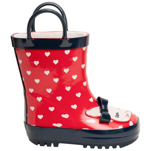 Bottes de pluie fourrées pour fille à coeurs et print lapin Main Bottes de pluie fourrées pour fille à coeurs et print lapin