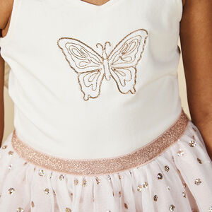 Φόρεμα γιορτής με φτερά και τούλι με glitter για κορίτσι 