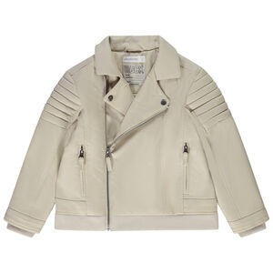 Περίφημο πλεκτό μπουφάν biker από συνθετικό δέρμα για αγόρι 