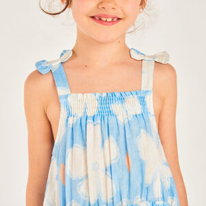 Φόρεμα με τιράντες από seersucker με λουλουδάτο σχέδιο για κορίτσι 