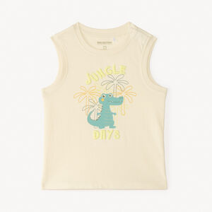 Απλό αμάνικο μπλουζάκι με εκτύπωση κροκόδειλου για μωρό αγόρι. 