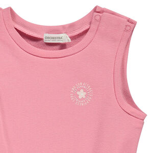 Κοντομάνικο φόρεμα από molleton με ελαστική μέση για κορίτσι 