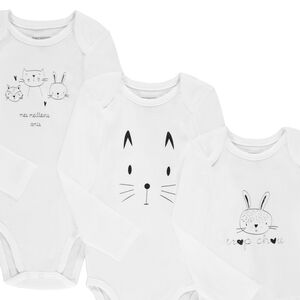 Σετ από 3 bodies μακρυμάνικα βαμβακερά σχέδιο ζωάκια για bebe κορίτσι 